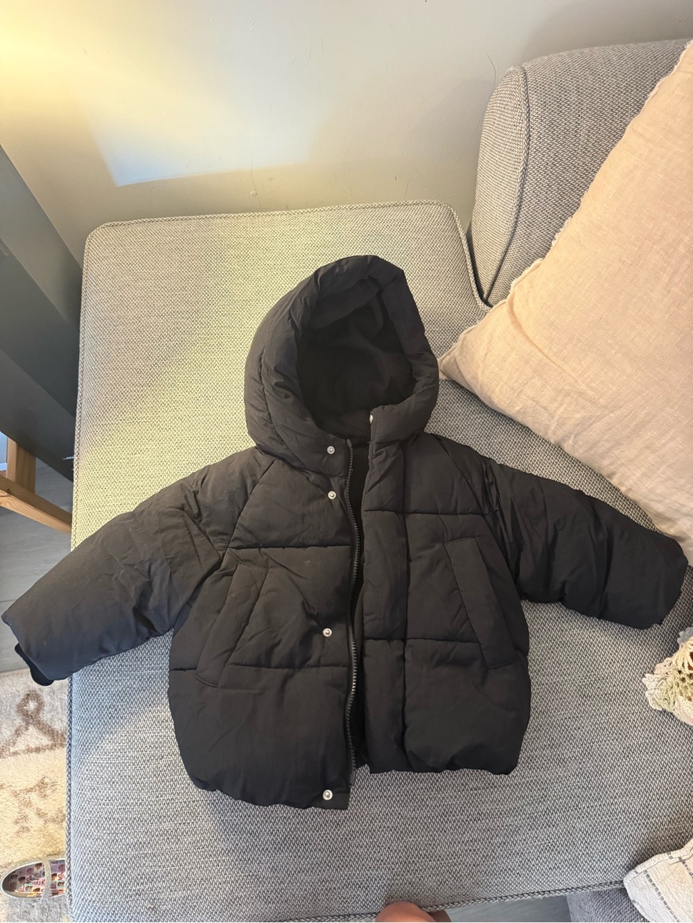 Zara Black Hooded Quilted Puffer Jacket for Kids